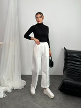 Beli Lastikli Scuba Kumaş Pantolon 8935 - Beyaz